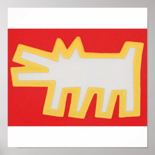 Poster Keith Haring Dog Design rouge et jaune (Devant)