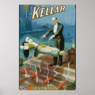 Poster Kellar Levitation Magicien Vintage Publicité