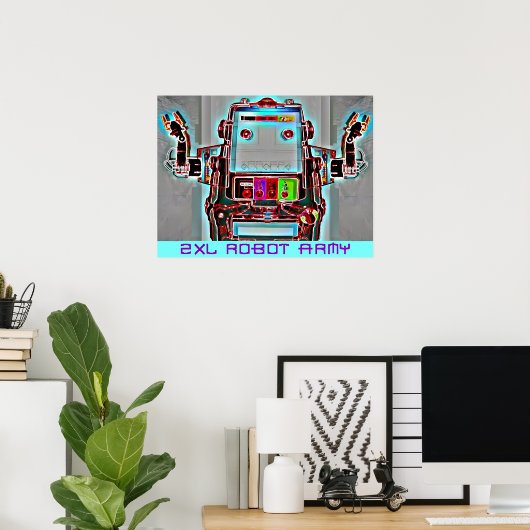 Poster Ken Gage 2-XL Robot Army Retrowave Pop Surréalisme (Bureau à domicile)