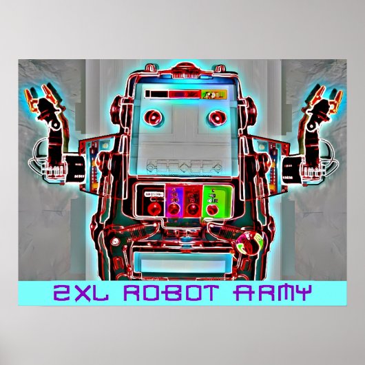 Poster Ken Gage 2-XL Robot Army Retrowave Pop Surréalisme (Devant)