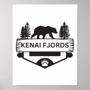 Poster Kenai Fjords Alaska Randonnée Ours sauvage S