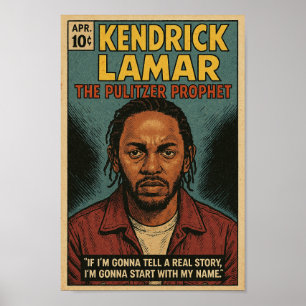 Poster Kendrick Lamar "Le Prophète Pulitzer" Comi Vintage