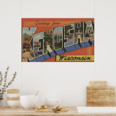 Poster Kenosha, Wisconsin - Scènes de grandes lettres (Cuisine)