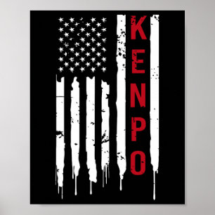 Poster Kenpo Karate Drapeau Américain Pour Femmes Hommes