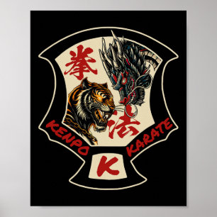 Poster Kenpo Karate Martial Art Self Defense Tiger Dragon