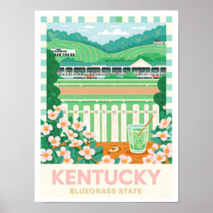 Poster Kentucky Bluegrass State USA Summer Travel