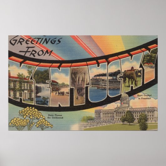 Poster Kentucky (capitale de l'État/fleur) (Devant)