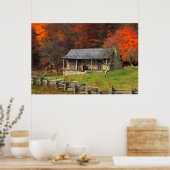 Poster Kentucky Country Cabine Automne saison Aquarelle A (Cuisine)