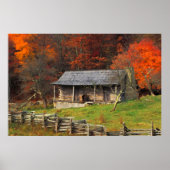 Poster Kentucky Country Cabine Automne saison Aquarelle A (Devant)