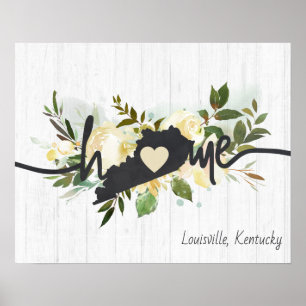 Poster Kentucky État Personnalisé Votre Ville Maison Rust