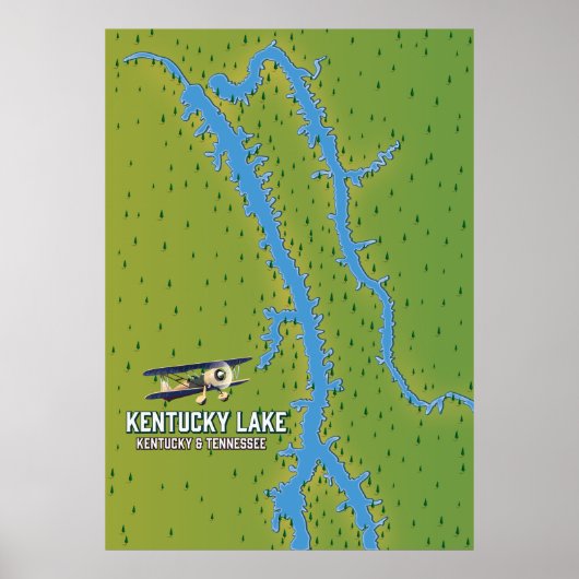 Poster Kentucky Lake USA MAp (Devant)