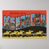 Poster Kentucky (Scène de course de cheval) - Grande Lett (Devant)