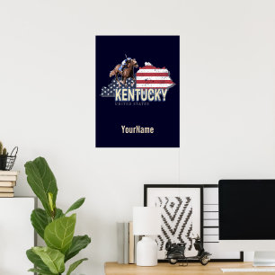 Poster Kentucky United States Retro State Map Vintage USA
