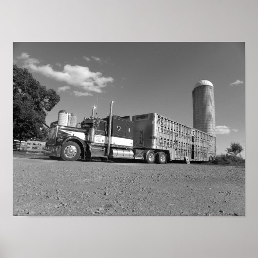 Poster Kenworth A Model Livestock Hauler (noir et blanc) (Devant)