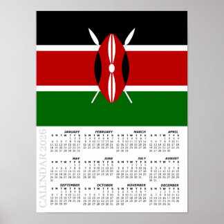 Poster Kenya 2026 Calendar, Large, Kenyan Flag