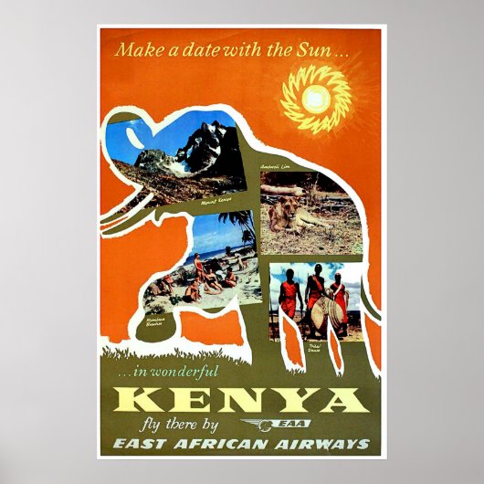 Poster Kenya, Afrique, faire un rendez-vous avec le solei (Devant)