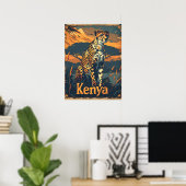 Poster Kenya Cheetah Vintage (Bureau à domicile)