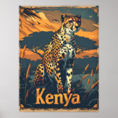 Poster Kenya Cheetah Vintage (Devant)