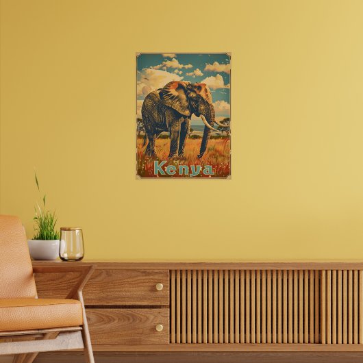 Poster Kenya Elephant Vintage (Salon 2)
