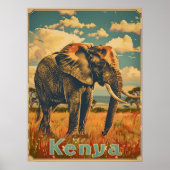 Poster Kenya Elephant Vintage (Devant)