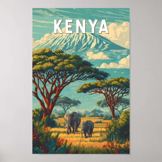 Poster Kenya Illustration Travel Art Vintage (Devant)