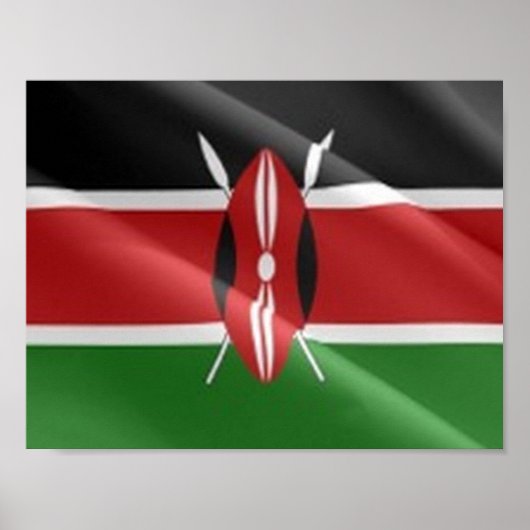 Poster Kenya - Waving Flag - (Devant)