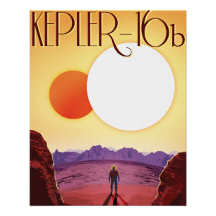 Poster Kepler-16b : Coucher de soleil solaire binaire Fin