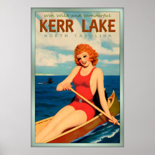 Poster Kerr Lake Caroline du Nord Épingle de voyage Redhe