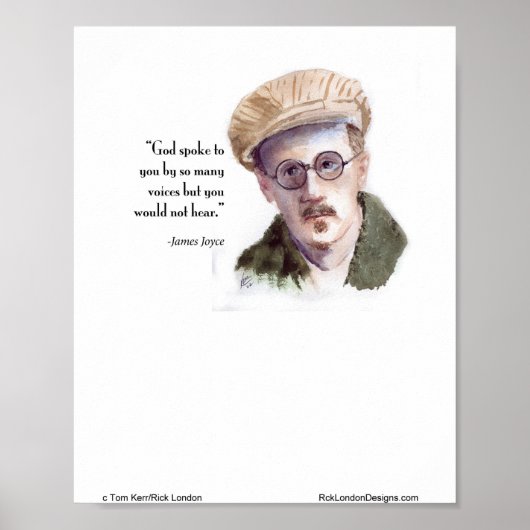 Poster Kerr/Londres James Joyce et la citation "God Spoke (Devant)