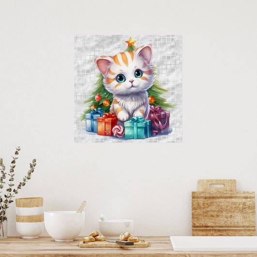 Poster kerstKat (Keuken)