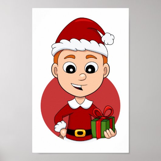 Poster kerstman cartoon (Voorkant)