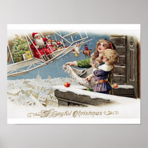 Poster kerstman Vintage kerstmis