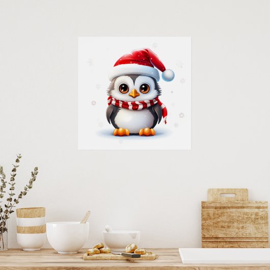 Poster kerstpinguïn (Keuken)