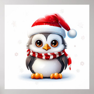 Poster kerstpinguïn