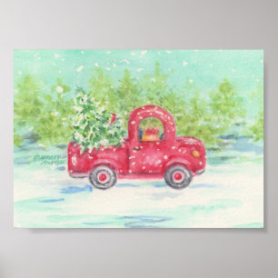 Poster kerstrood op truck afdrukken