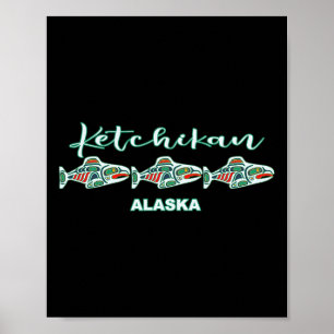 Poster Ketchikan Alaska Art Autochtone Capitale de la Pêc