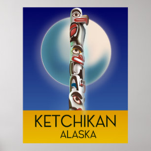 Poster Ketchikan Alaska Totem Poteau de voyage
