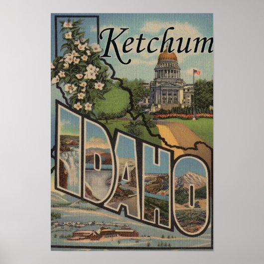 Poster Ketchum, Idaho - Scènes de grandes lettres (Devant)