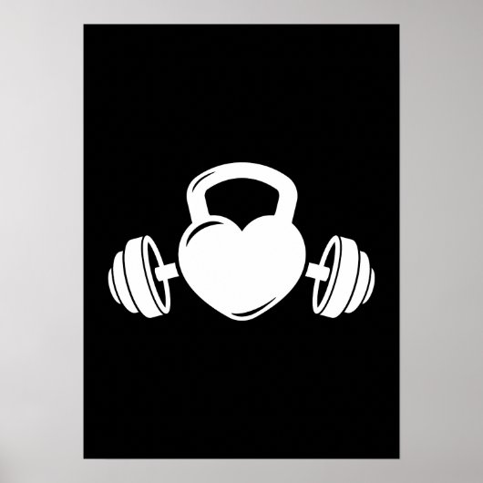 Poster Kettlebell Barbell Love - Gym Workout Motivational (Devant)