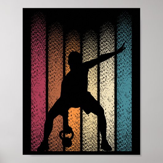 Poster Kettlebell Retro Workout Powerlifter Bodybuilder (Devant)