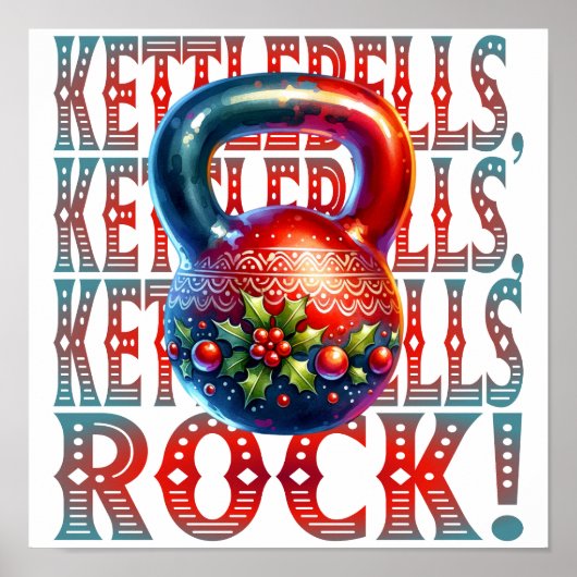 Poster Kettlebells Rock Noël Fitness Holiday Fun (Devant)
