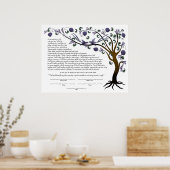 Poster Kétubah Arbre de Vie avec une citation hébraïque ( (Cuisine)