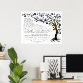 Poster Kétubah Arbre de Vie avec une citation hébraïque ( (Bureau à domicile)