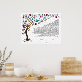 Poster Kétubah Arbre de Vie avec une citation hébraïque (Cuisine)