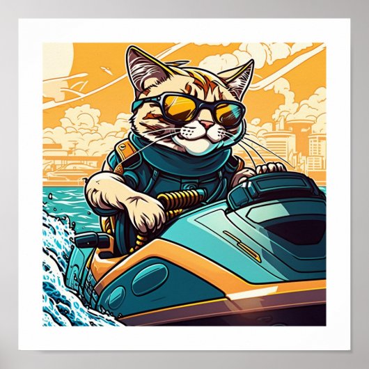 Poster Kewl Beans - Chat Cool avec lunettes de soleil sur (Devant)
