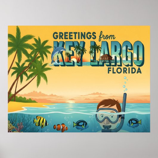 Poster Key Largo Floride – Vacances Tropicales (Devant)