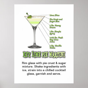 Poster Key Lime Pie Martini Cocktail Recette Art