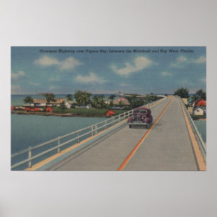 Poster Key West, FL - Autoroute entre Mainland et Keys