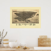 Poster Key West, FL Panoramic Map - 1884 (Cuisine)