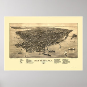 Poster Key West, FL Panoramic Map - 1884